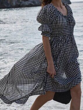 Doen Black and White Gingham Dress